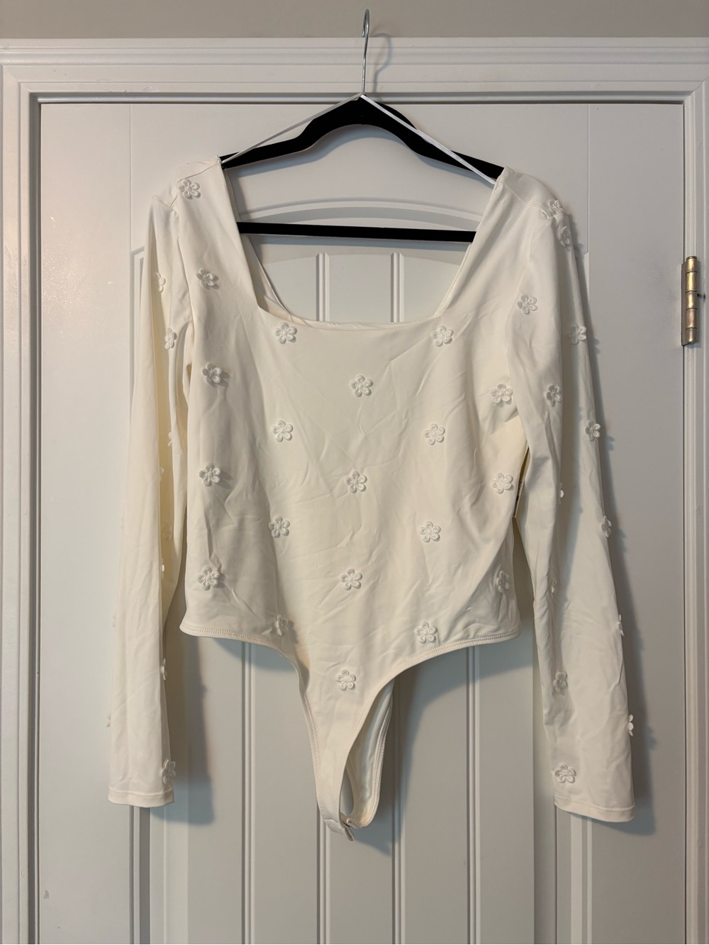 White Floral Long-Sleeve Bodysuit